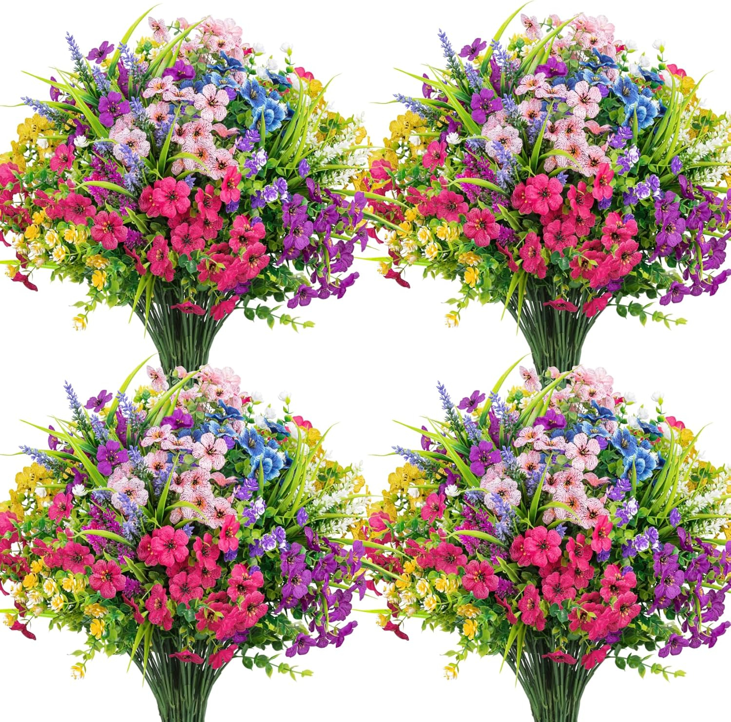 Ouddy Decor 24 Bundles Artificial Flowers for Outdoors Multicolor Fake Flowers Plastic Plants Faux Lavender UV Resistant for Spring Summer Garden Patio Window Box Office Table Kitchen Home Decor