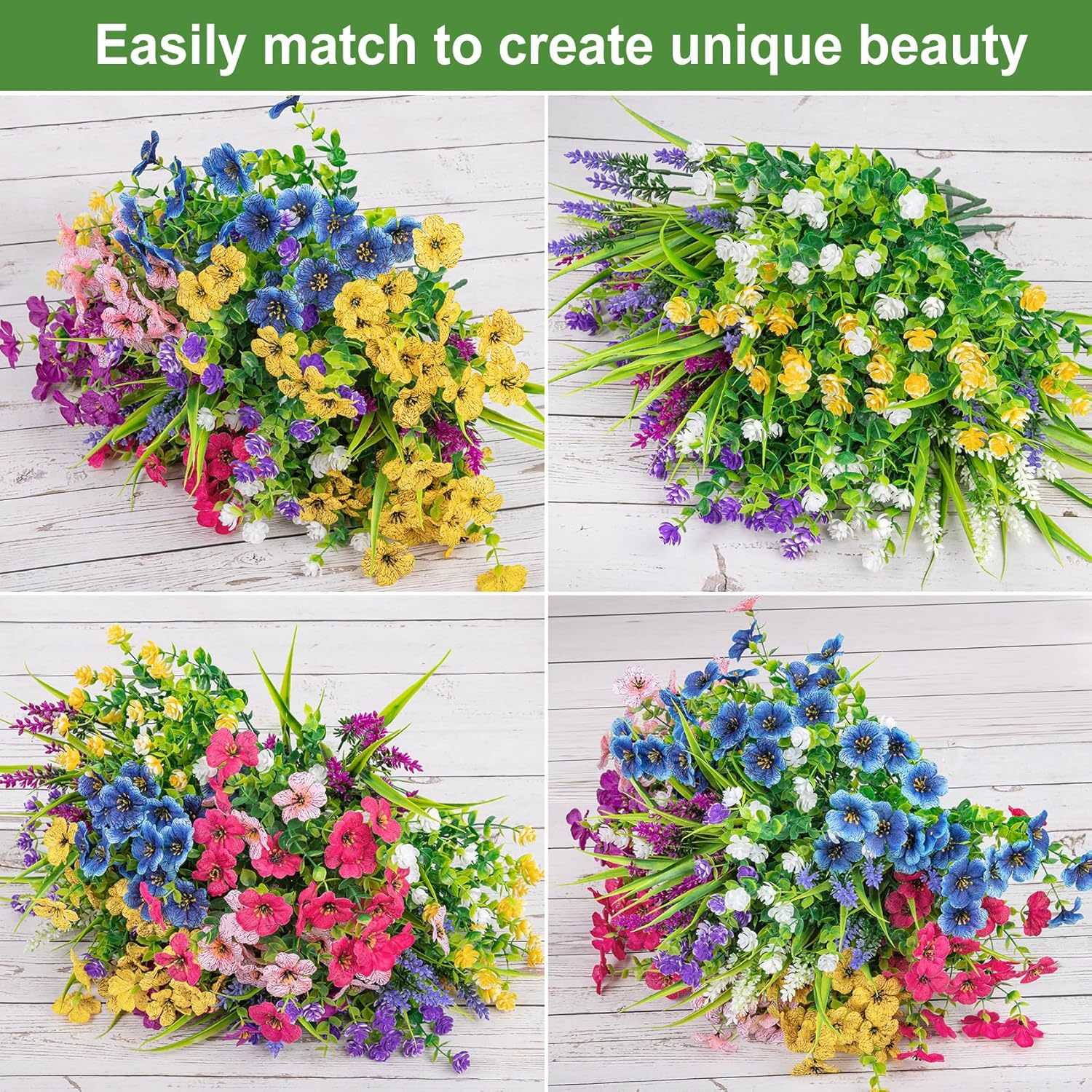 Ouddy Decor 24 Bundles Artificial Flowers for Outdoors Multicolor Fake Flowers Plastic Plants Faux Lavender UV Resistant for Spring Summer Garden Patio Window Box Office Table Kitchen Home Decor - Image 3