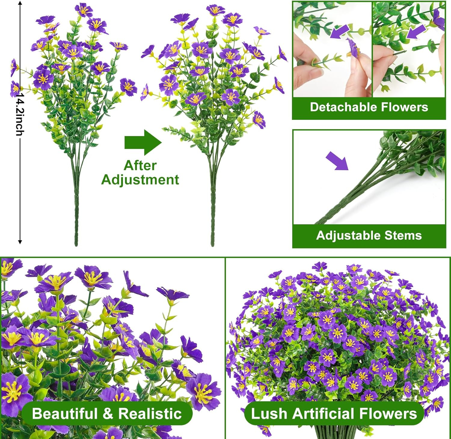 Ouddy Decor 24 Bundles Artificial Flowers for Outdoors Multicolor Fake Flowers Plastic Plants Faux Lavender UV Resistant for Spring Summer Garden Patio Window Box Office Table Kitchen Home Decor - Image 8