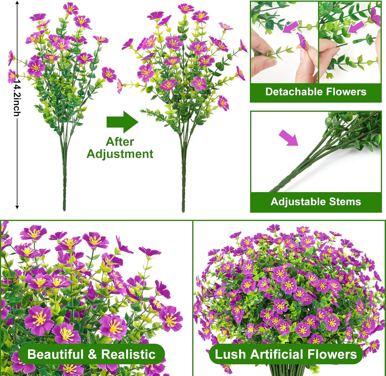 Ouddy Decor 24 Bundles Artificial Flowers for Outdoors Multicolor Fake Flowers Plastic Plants Faux Lavender UV Resistant for Spring Summer Garden Patio Window Box Office Table Kitchen Home Decor - Image 20
