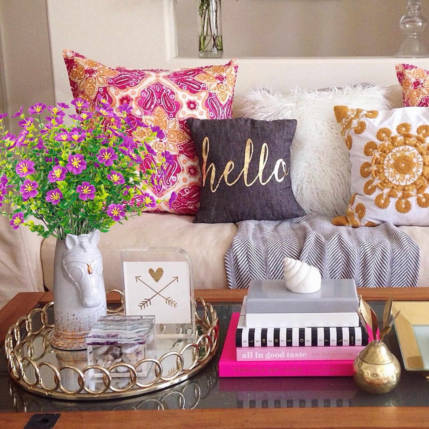 Ouddy Decor 24 Bundles Artificial Flowers for Outdoors Multicolor Fake Flowers Plastic Plants Faux Lavender UV Resistant for Spring Summer Garden Patio Window Box Office Table Kitchen Home Decor - Image 22