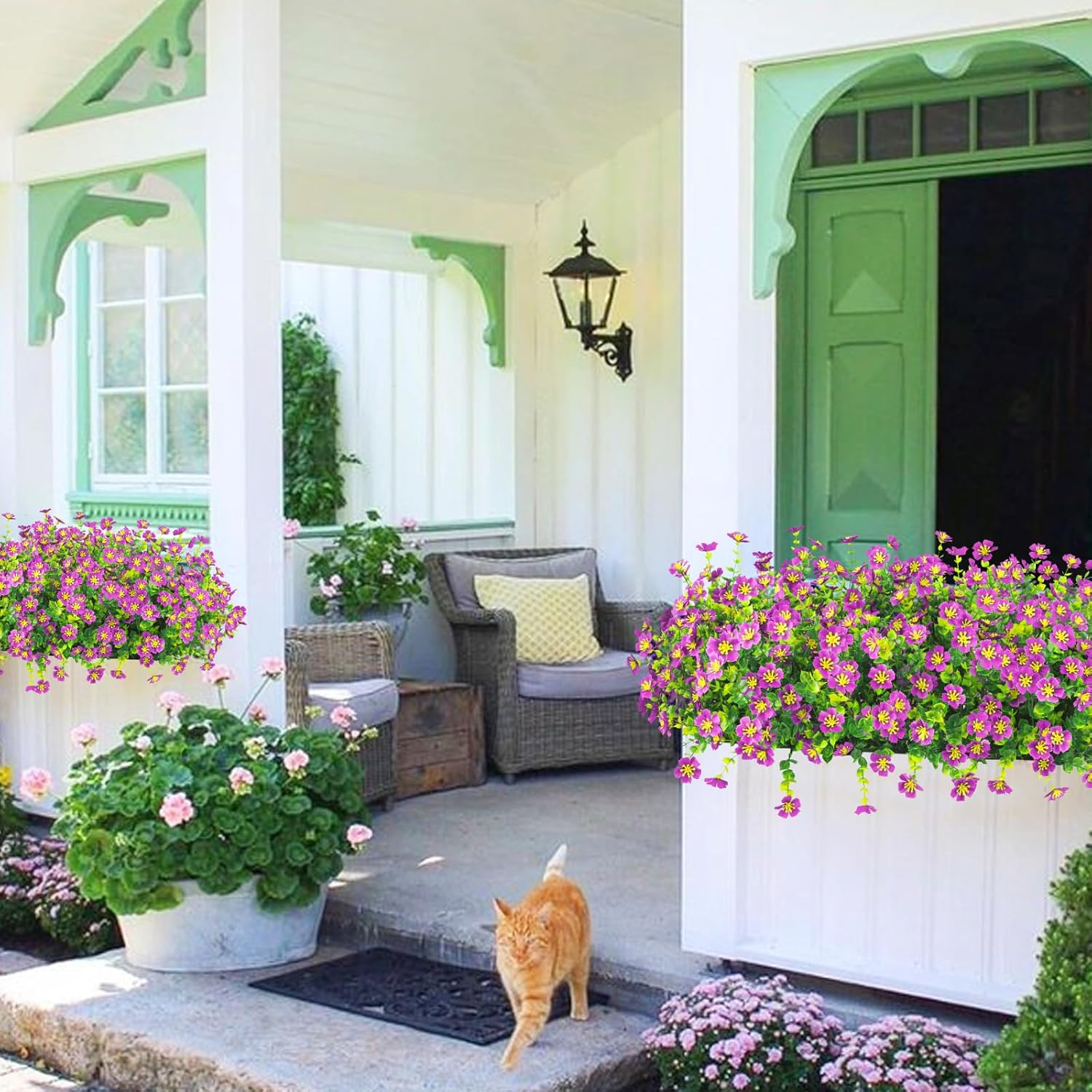 Ouddy Decor 24 Bundles Artificial Flowers for Outdoors Multicolor Fake Flowers Plastic Plants Faux Lavender UV Resistant for Spring Summer Garden Patio Window Box Office Table Kitchen Home Decor - Image 24