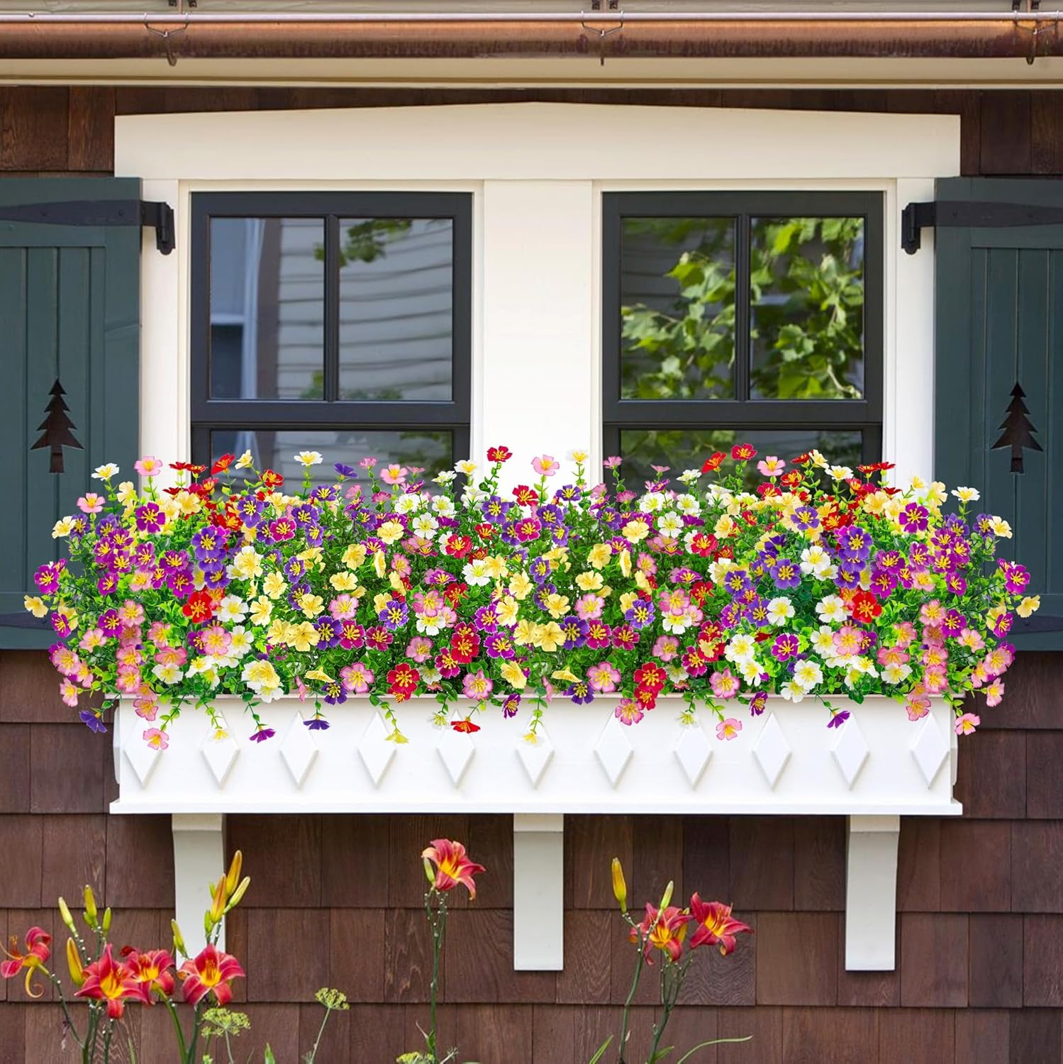 Ouddy Decor 24 Bundles Artificial Flowers for Outdoors Multicolor Fake Flowers Plastic Plants Faux Lavender UV Resistant for Spring Summer Garden Patio Window Box Office Table Kitchen Home Decor - Image 28