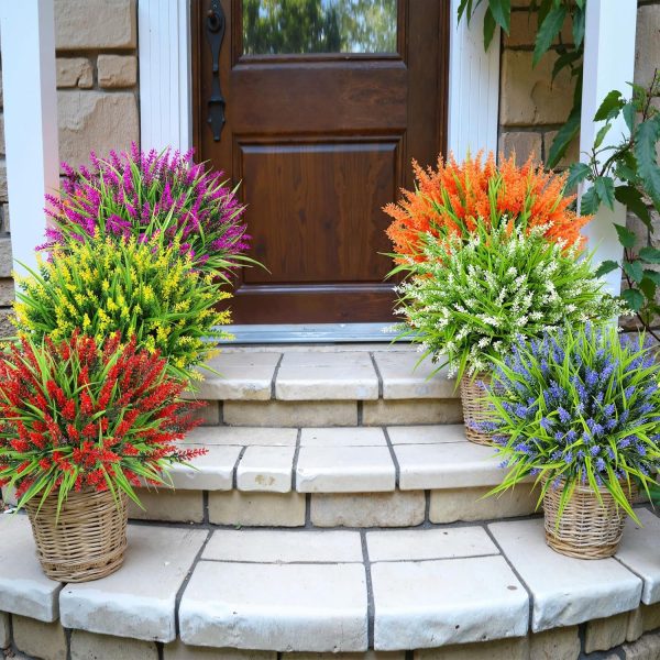 Ouddy Decor 24 Bundles Artificial Flowers for Outdoors, Fake Lavender Flowers Monkey Grass Faux Plastic Plants Shrubs UV Resistant for Porch Garden Window Box Office Home Decorations, Mixed - Image 3