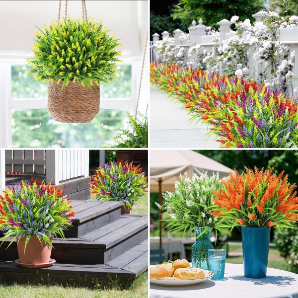 Ouddy Decor 24 Bundles Artificial Flowers for Outdoors, Fake Lavender Flowers Monkey Grass Faux Plastic Plants Shrubs UV Resistant for Porch Garden Window Box Office Home Decorations, Mixed - Image 5