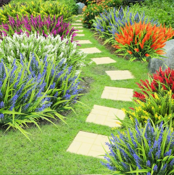 Ouddy Decor 24 Bundles Artificial Flowers for Outdoors, Fake Lavender Flowers Monkey Grass Faux Plastic Plants Shrubs UV Resistant for Porch Garden Window Box Office Home Decorations, Mixed - Image 6