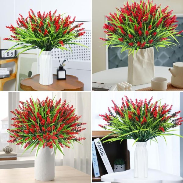 Ouddy Decor 24 Bundles Artificial Flowers for Outdoors, Fake Lavender Flowers Monkey Grass Faux Plastic Plants Shrubs UV Resistant for Porch Garden Window Box Office Home Decorations, Mixed - Image 9