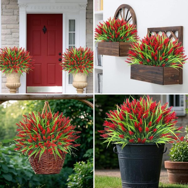 Ouddy Decor 24 Bundles Artificial Flowers for Outdoors, Fake Lavender Flowers Monkey Grass Faux Plastic Plants Shrubs UV Resistant for Porch Garden Window Box Office Home Decorations, Mixed - Image 10
