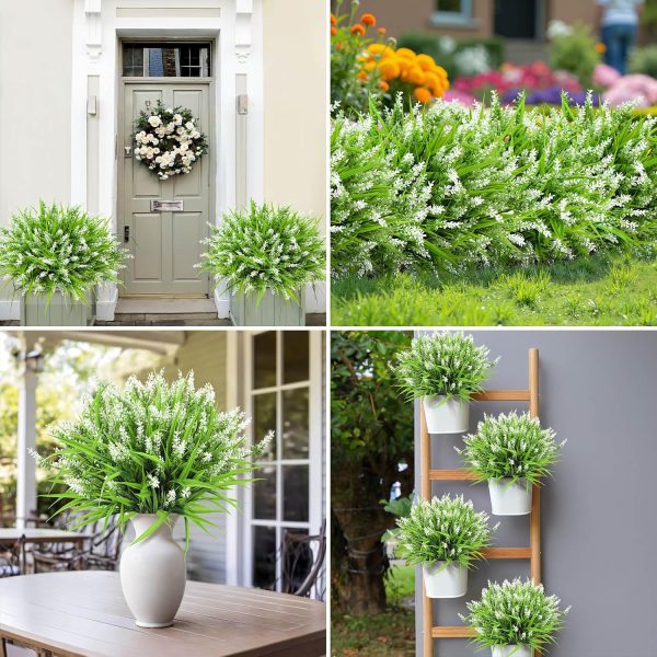 Ouddy Decor 24 Bundles Artificial Flowers for Outdoors, Fake Lavender Flowers Monkey Grass Faux Plastic Plants Shrubs UV Resistant for Porch Garden Window Box Office Home Decorations, Mixed - Image 15