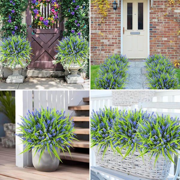 Ouddy Decor 24 Bundles Artificial Flowers for Outdoors, Fake Lavender Flowers Monkey Grass Faux Plastic Plants Shrubs UV Resistant for Porch Garden Window Box Office Home Decorations, Mixed - Image 20