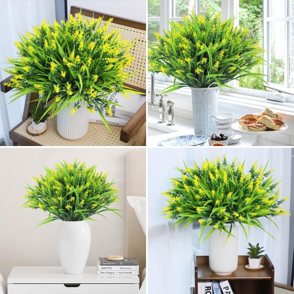 Ouddy Decor 24 Bundles Artificial Flowers for Outdoors, Fake Lavender Flowers Monkey Grass Faux Plastic Plants Shrubs UV Resistant for Porch Garden Window Box Office Home Decorations, Mixed - Image 24