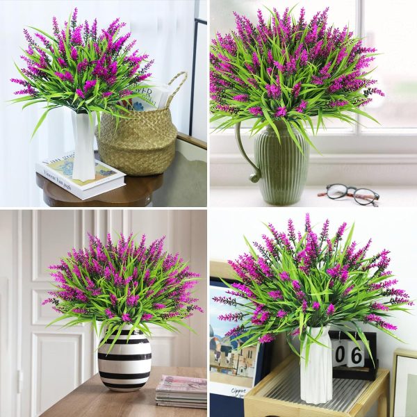 Ouddy Decor 24 Bundles Artificial Flowers for Outdoors, Fake Lavender Flowers Monkey Grass Faux Plastic Plants Shrubs UV Resistant for Porch Garden Window Box Office Home Decorations, Mixed - Image 29