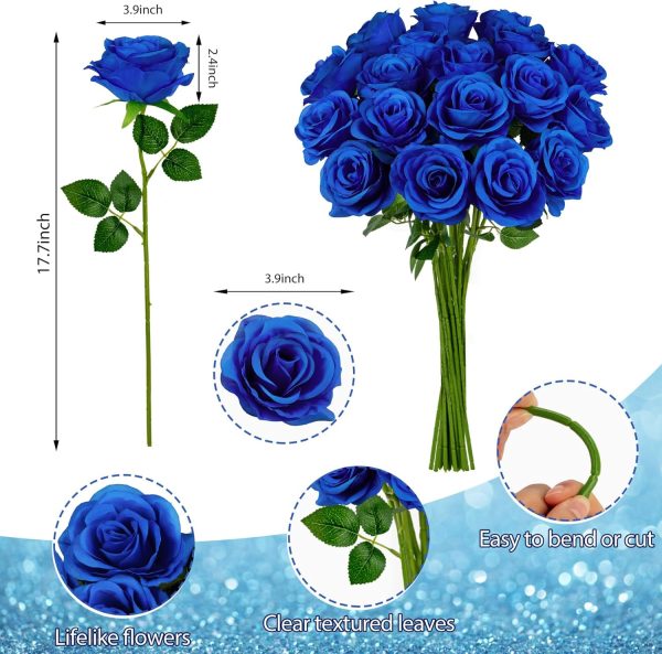 Ouddy Decor 50 Pcs Artificial White Roses Bulk Realistic Fake Silk Flowers with Long Stems for Wedding Bridal Bouquet DIY Table Centerpieces Arrangement Valentines Home Decor - Image 9