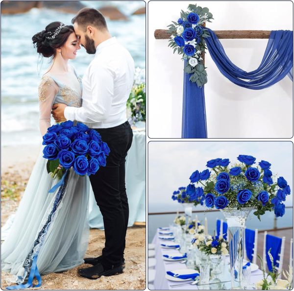Ouddy Decor 50 Pcs Artificial White Roses Bulk Realistic Fake Silk Flowers with Long Stems for Wedding Bridal Bouquet DIY Table Centerpieces Arrangement Valentines Home Decor - Image 12