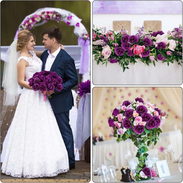 Ouddy Decor 50 Pcs Artificial White Roses Bulk Realistic Fake Silk Flowers with Long Stems for Wedding Bridal Bouquet DIY Table Centerpieces Arrangement Valentines Home Decor - Image 19