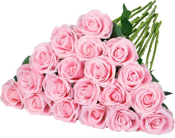 Ouddy Decor 50 Pcs Artificial White Roses Bulk Realistic Fake Silk Flowers with Long Stems for Wedding Bridal Bouquet DIY Table Centerpieces Arrangement Valentines Home Decor - Image 28