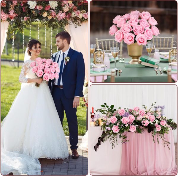 Ouddy Decor 50 Pcs Artificial White Roses Bulk Realistic Fake Silk Flowers with Long Stems for Wedding Bridal Bouquet DIY Table Centerpieces Arrangement Valentines Home Decor - Image 32
