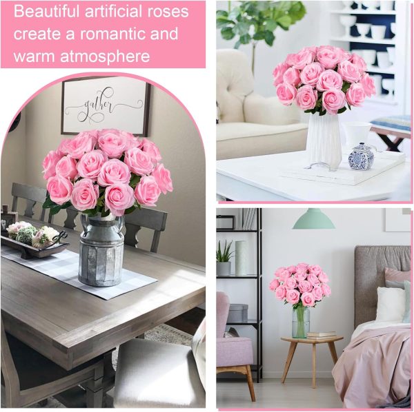 Ouddy Decor 50 Pcs Artificial White Roses Bulk Realistic Fake Silk Flowers with Long Stems for Wedding Bridal Bouquet DIY Table Centerpieces Arrangement Valentines Home Decor - Image 44