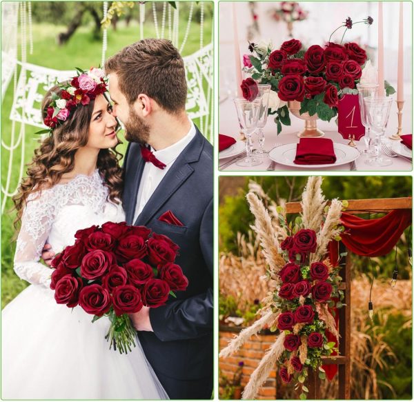 Ouddy Decor 50 Pcs Artificial White Roses Bulk Realistic Fake Silk Flowers with Long Stems for Wedding Bridal Bouquet DIY Table Centerpieces Arrangement Valentines Home Decor - Image 57