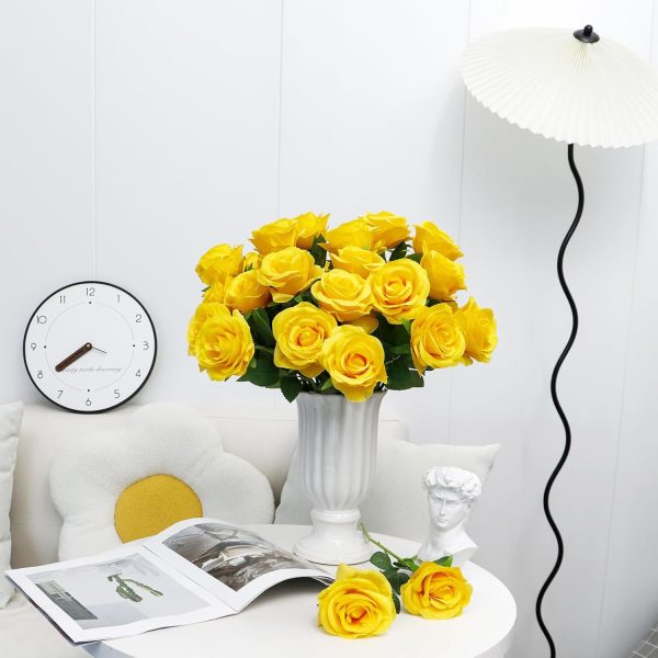 Ouddy Decor 50 Pcs Artificial White Roses Bulk Realistic Fake Silk Flowers with Long Stems for Wedding Bridal Bouquet DIY Table Centerpieces Arrangement Valentines Home Decor - Image 62