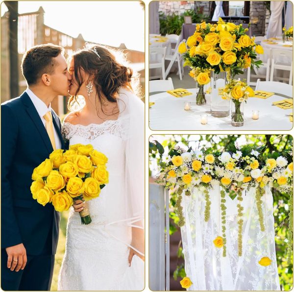 Ouddy Decor 50 Pcs Artificial White Roses Bulk Realistic Fake Silk Flowers with Long Stems for Wedding Bridal Bouquet DIY Table Centerpieces Arrangement Valentines Home Decor - Image 63