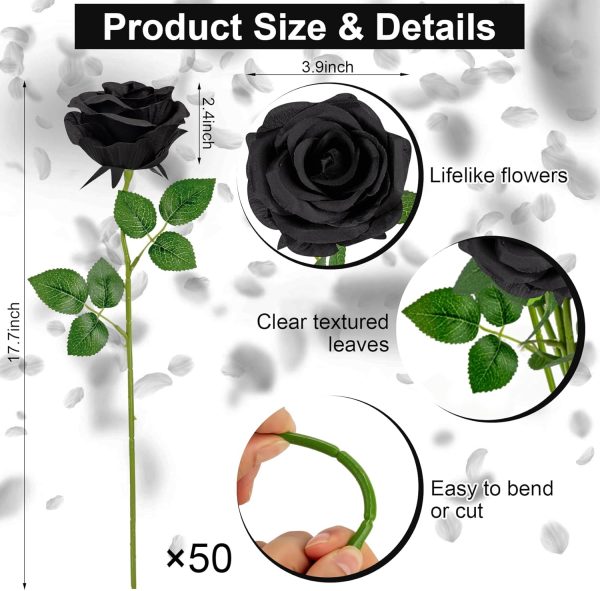 Ouddy Decor 50 Pcs Artificial White Roses Bulk Realistic Fake Silk Flowers with Long Stems for Wedding Bridal Bouquet DIY Table Centerpieces Arrangement Valentines Home Decor - Image 66