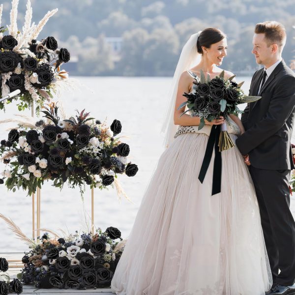 Ouddy Decor 50 Pcs Artificial White Roses Bulk Realistic Fake Silk Flowers with Long Stems for Wedding Bridal Bouquet DIY Table Centerpieces Arrangement Valentines Home Decor - Image 70