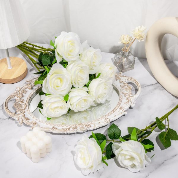 Ouddy Decor 50 Pcs Artificial White Roses Bulk Realistic Fake Silk Flowers with Long Stems for Wedding Bridal Bouquet DIY Table Centerpieces Arrangement Valentines Home Decor - Image 74