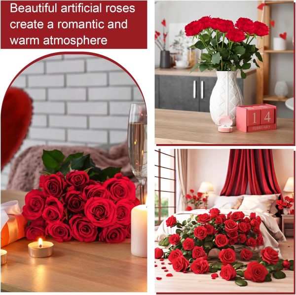 Ouddy Decor 50 Pcs Artificial White Roses Bulk Realistic Fake Silk Flowers with Long Stems for Wedding Bridal Bouquet DIY Table Centerpieces Arrangement Valentines Home Decor - Image 82