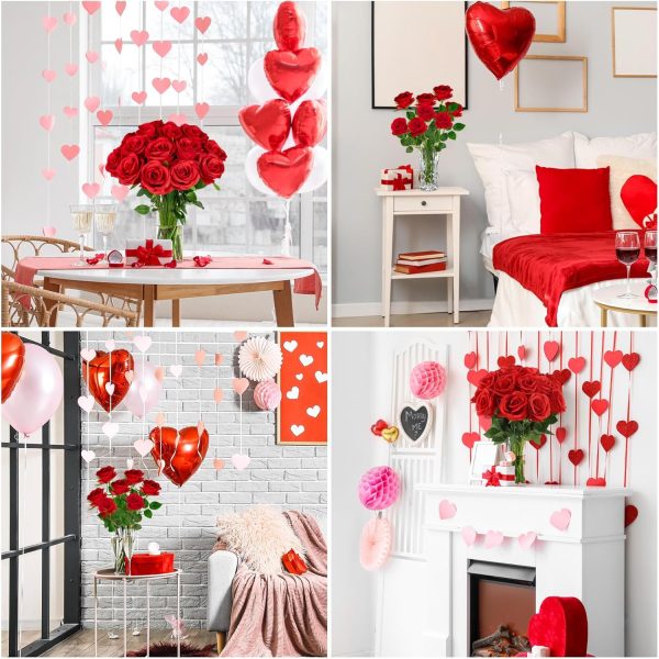 Ouddy Decor 20 Pcs Fake Red Roses Artificial Silk Flowers with Long Stems for Valentines Decor Wedding Home Party Table Centerpieces Bridal Bouquet DIY Floral Arrangment - Image 5