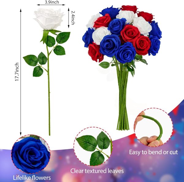 Ouddy Decor 20 Pcs Fake Red Roses Artificial Silk Flowers with Long Stems for Valentines Decor Wedding Home Party Table Centerpieces Bridal Bouquet DIY Floral Arrangment - Image 21