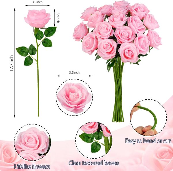 Ouddy Decor 20 Pcs Fake Red Roses Artificial Silk Flowers with Long Stems for Valentines Decor Wedding Home Party Table Centerpieces Bridal Bouquet DIY Floral Arrangment - Image 28
