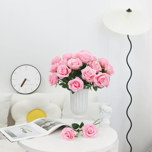 Ouddy Decor 20 Pcs Fake Red Roses Artificial Silk Flowers with Long Stems for Valentines Decor Wedding Home Party Table Centerpieces Bridal Bouquet DIY Floral Arrangment - Image 30