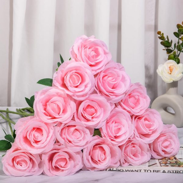 Ouddy Decor 20 Pcs Fake Red Roses Artificial Silk Flowers with Long Stems for Valentines Decor Wedding Home Party Table Centerpieces Bridal Bouquet DIY Floral Arrangment - Image 41