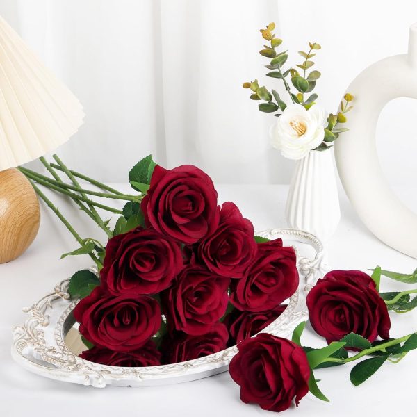 Ouddy Decor 20 Pcs Fake Red Roses Artificial Silk Flowers with Long Stems for Valentines Decor Wedding Home Party Table Centerpieces Bridal Bouquet DIY Floral Arrangment - Image 48