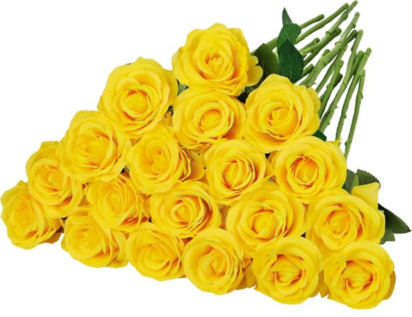 Ouddy Decor 20 Pcs Fake Red Roses Artificial Silk Flowers with Long Stems for Valentines Decor Wedding Home Party Table Centerpieces Bridal Bouquet DIY Floral Arrangment - Image 59
