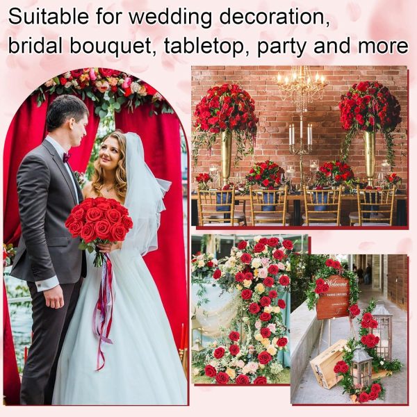Ouddy Decor 20 Pcs Fake Red Roses Artificial Silk Flowers with Long Stems for Valentines Decor Wedding Home Party Table Centerpieces Bridal Bouquet DIY Floral Arrangment - Image 81