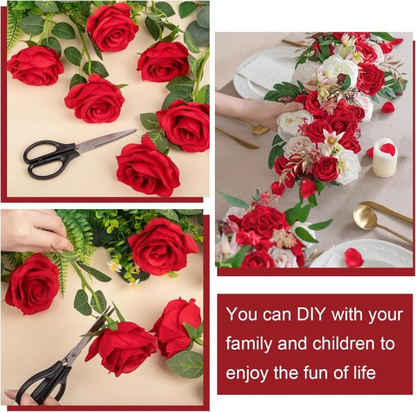 Ouddy Decor 20 Pcs Fake Red Roses Artificial Silk Flowers with Long Stems for Valentines Decor Wedding Home Party Table Centerpieces Bridal Bouquet DIY Floral Arrangment - Image 84