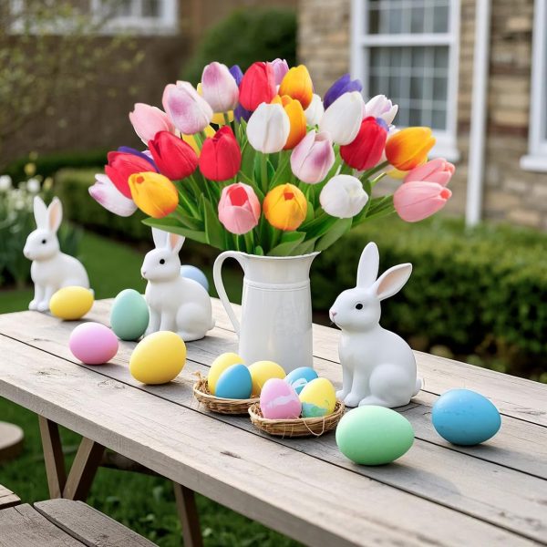 Ouddy Decor 30 Pcs Multicolor Artificial Tulip Flowers PU Real Touch Fake Plants Faux Bouquet for Room Office Table Party Spring Summer Wedding Home Decorations - Image 3