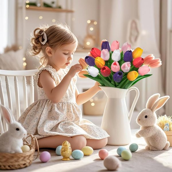 Ouddy Decor 30 Pcs Multicolor Artificial Tulip Flowers PU Real Touch Fake Plants Faux Bouquet for Room Office Table Party Spring Summer Wedding Home Decorations - Image 4