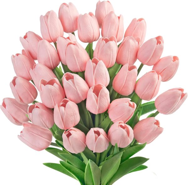 Ouddy Decor 30 Pcs Multicolor Artificial Tulip Flowers PU Real Touch Fake Plants Faux Bouquet for Room Office Table Party Spring Summer Wedding Home Decorations - Image 8