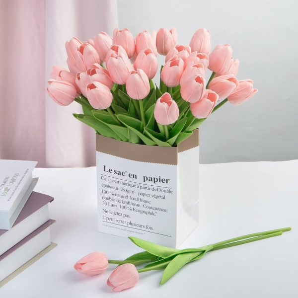 Ouddy Decor 30 Pcs Multicolor Artificial Tulip Flowers PU Real Touch Fake Plants Faux Bouquet for Room Office Table Party Spring Summer Wedding Home Decorations - Image 11
