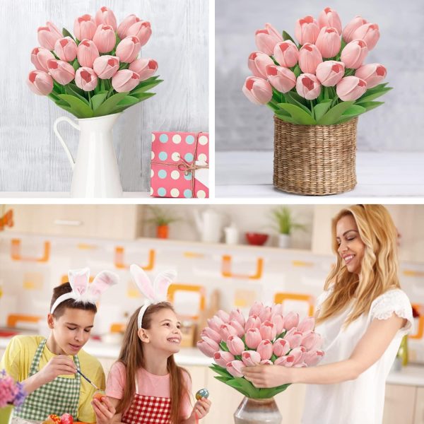 Ouddy Decor 30 Pcs Multicolor Artificial Tulip Flowers PU Real Touch Fake Plants Faux Bouquet for Room Office Table Party Spring Summer Wedding Home Decorations - Image 13