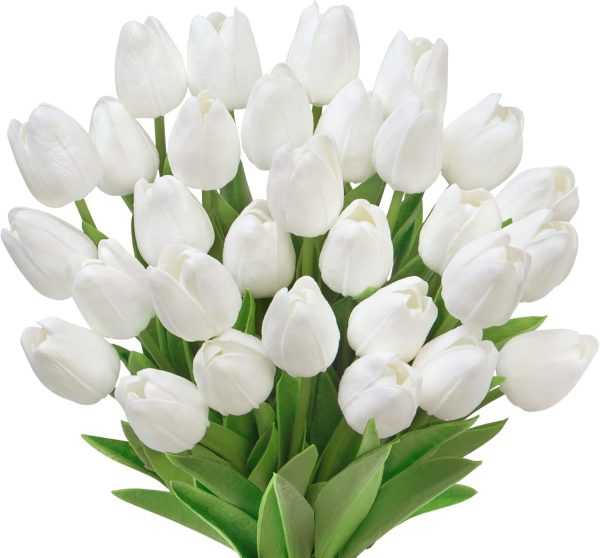 Ouddy Decor 30 Pcs Multicolor Artificial Tulip Flowers PU Real Touch Fake Plants Faux Bouquet for Room Office Table Party Spring Summer Wedding Home Decorations - Image 15