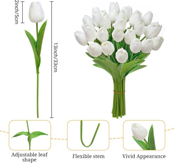 Ouddy Decor 30 Pcs Multicolor Artificial Tulip Flowers PU Real Touch Fake Plants Faux Bouquet for Room Office Table Party Spring Summer Wedding Home Decorations - Image 16