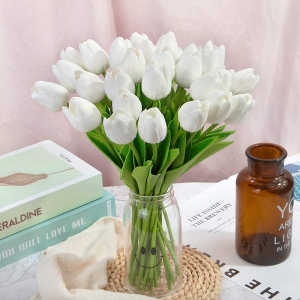 Ouddy Decor 30 Pcs Multicolor Artificial Tulip Flowers PU Real Touch Fake Plants Faux Bouquet for Room Office Table Party Spring Summer Wedding Home Decorations - Image 18
