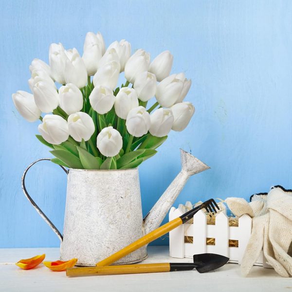 Ouddy Decor 30 Pcs Multicolor Artificial Tulip Flowers PU Real Touch Fake Plants Faux Bouquet for Room Office Table Party Spring Summer Wedding Home Decorations - Image 20