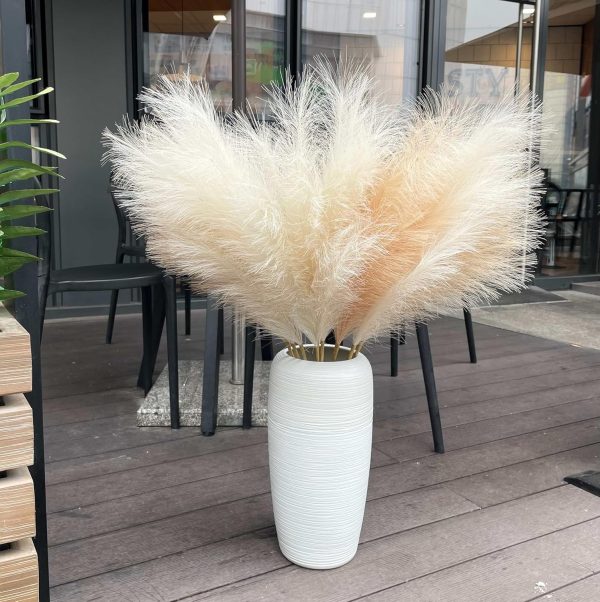 Ouddy Decor 8 Pcs Faux Pampas Grass Decor 38''/97cm Tall Artificial Large Pompous Pompas Floral Fluffy Fake Plants Floor Vase Filler for Wedding Kitchen Home Boho Decorations, Mixed Beige - Image 4