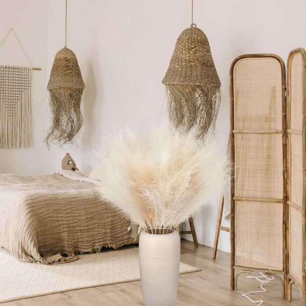 Ouddy Decor 8 Pcs Faux Pampas Grass Decor 38''/97cm Tall Artificial Large Pompous Pompas Floral Fluffy Fake Plants Floor Vase Filler for Wedding Kitchen Home Boho Decorations, Mixed Beige - Image 6