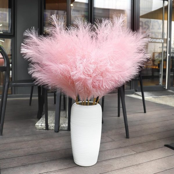 Ouddy Decor 8 Pcs Faux Pampas Grass Decor 38''/97cm Tall Artificial Large Pompous Pompas Floral Fluffy Fake Plants Floor Vase Filler for Wedding Kitchen Home Boho Decorations, Mixed Beige - Image 10